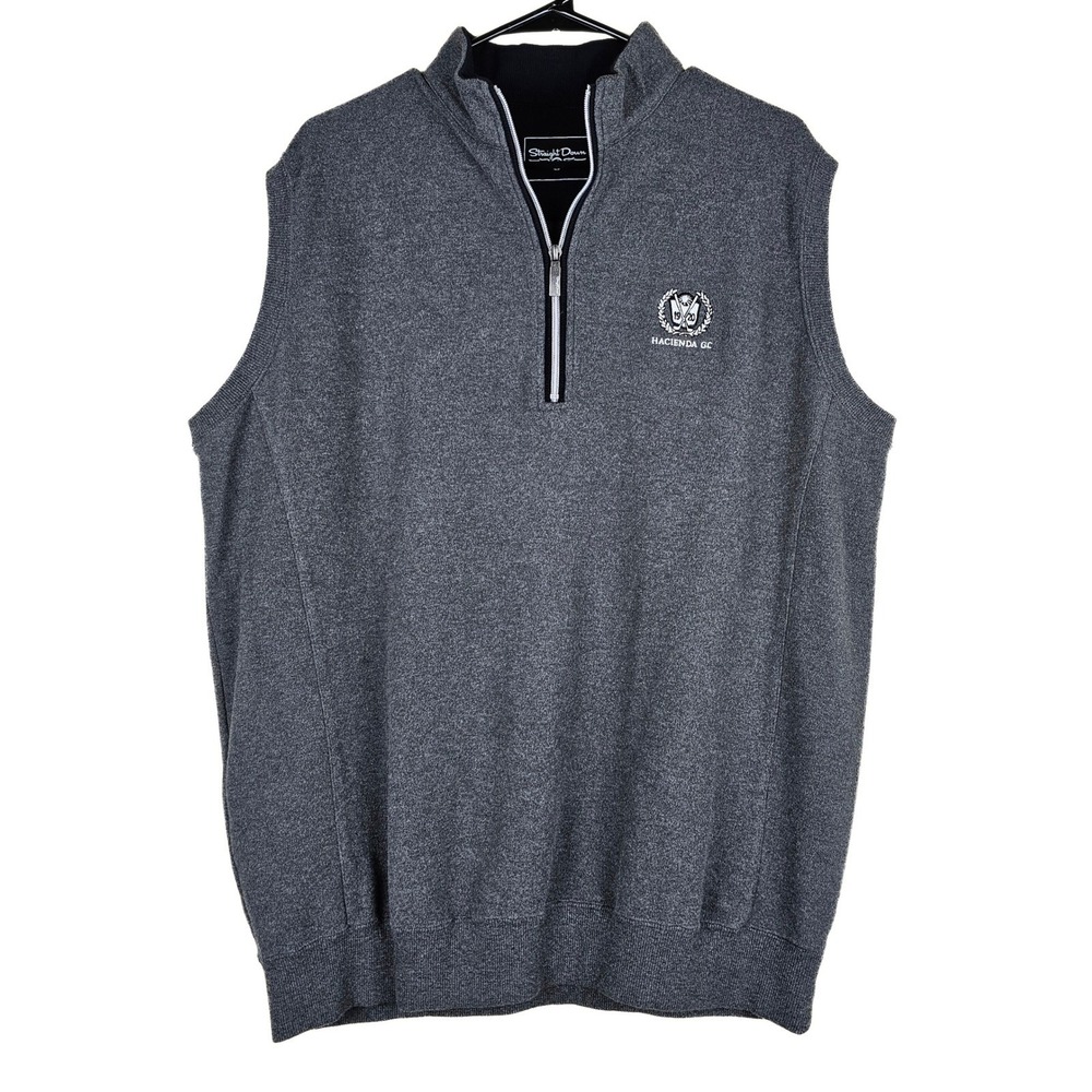 Straight Down Hacienda‎ GC Men's Vest L Gray 1/4 Zip Sleeveless Golf
